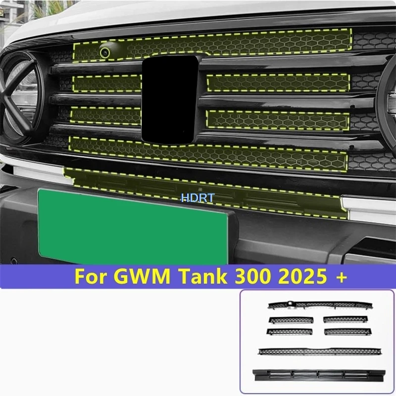 

Для GWM Tank 300 2025 + передние гоночные грили, сетка для резервуара для воды, пылезащитный чехол от насекомых, защита для стайлинга автомобиля, аксессуары для украшения