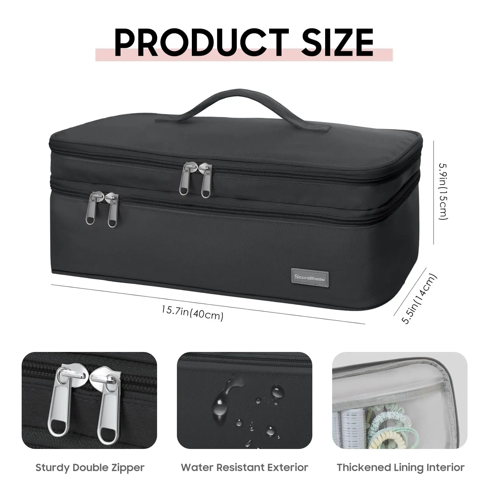 Hair Dryer Case Portable Hairdressing Tools Storage Bag, Double Layer Travel Curling iron clip Brush Organizer Box, Carrying Cas