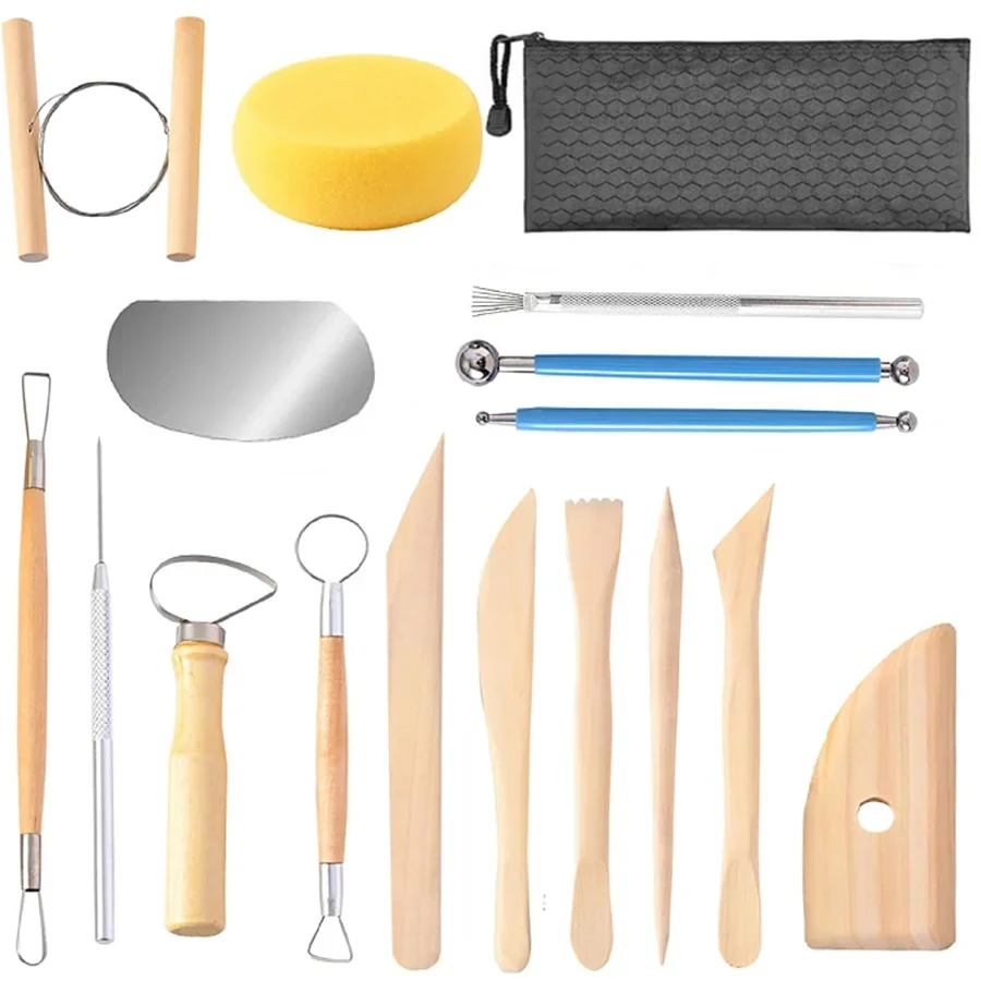 Juego de herramientas de cerámica de 8/17 piezas para esculpir, cuchillas para texturizar y dar forma a la arcilla, kit de acero inoxidable para modelar, perforar y tallar.