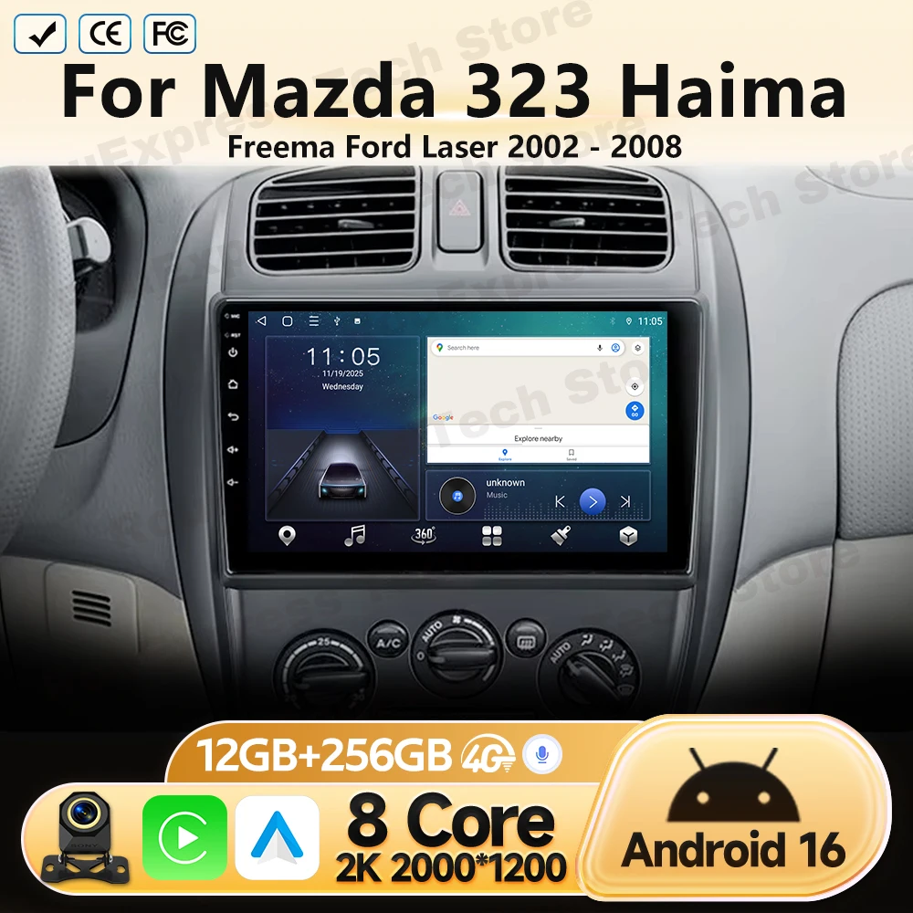 GPS Multimedia For Mazda 323 Haima Freema Ford Laser 2002 2003 2004-2008 Navigation Android Car Video Player Head Unit No 2 Din