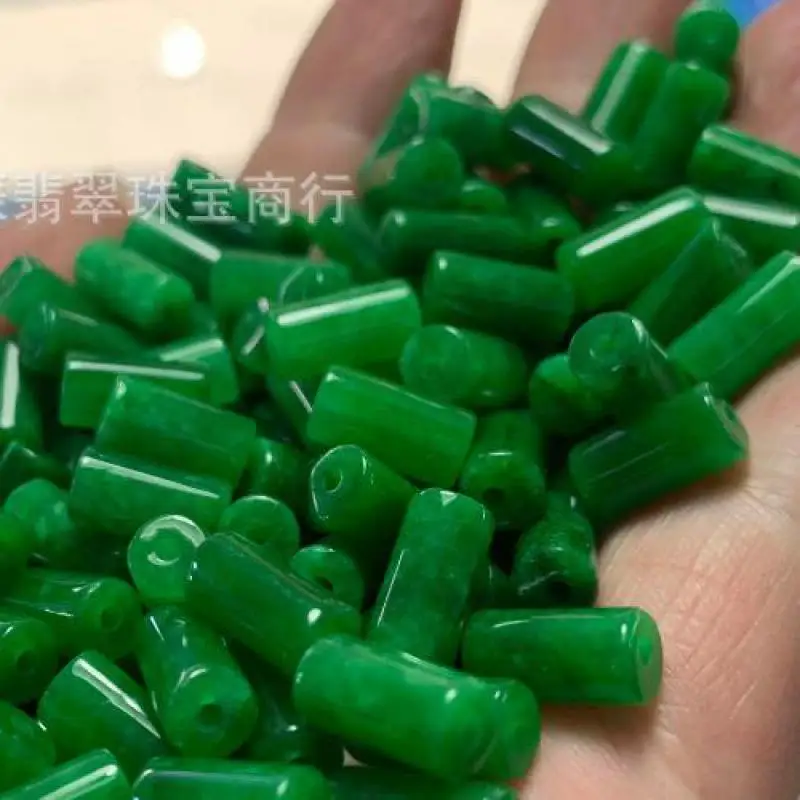 Myanmar Grade A Jadeite Green Jade Tube Beads For Jewelry Making Diy Bracelet Necklace Charms Earring Burma Jade Bead Accessorie