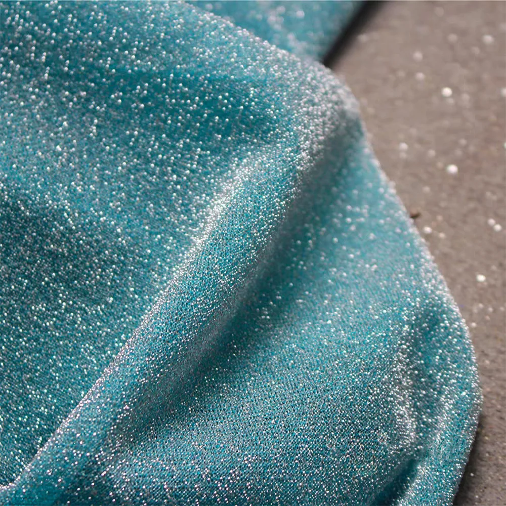 Glitter Knitted Metallic Fabric Particles Starry Bright Colorful Stage Wedding Clothing Fashion Textiles Handicraft Sewing Cloth