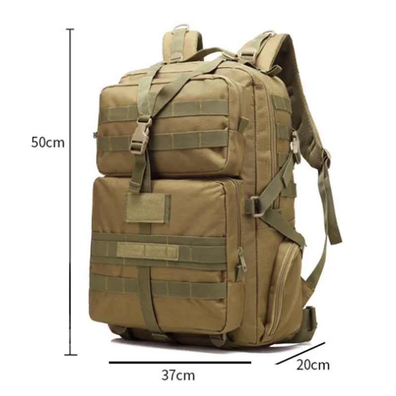 Tactical Outdoor Hiking Backpack Mens Waterproof Breathable High-capacity Bags Male Solid Color Wear-resistant Travel Backpacks