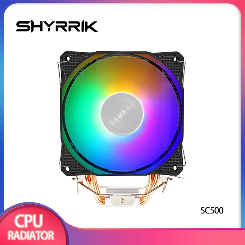 Shyrrik 4 Heat Pipes Efficient Cooling CPU Cooler 3 Pin PWM ARGB PC Intel LGA 2011 1150 1151 1200 1700 X79 X99 E5 AMD AM3 AM4