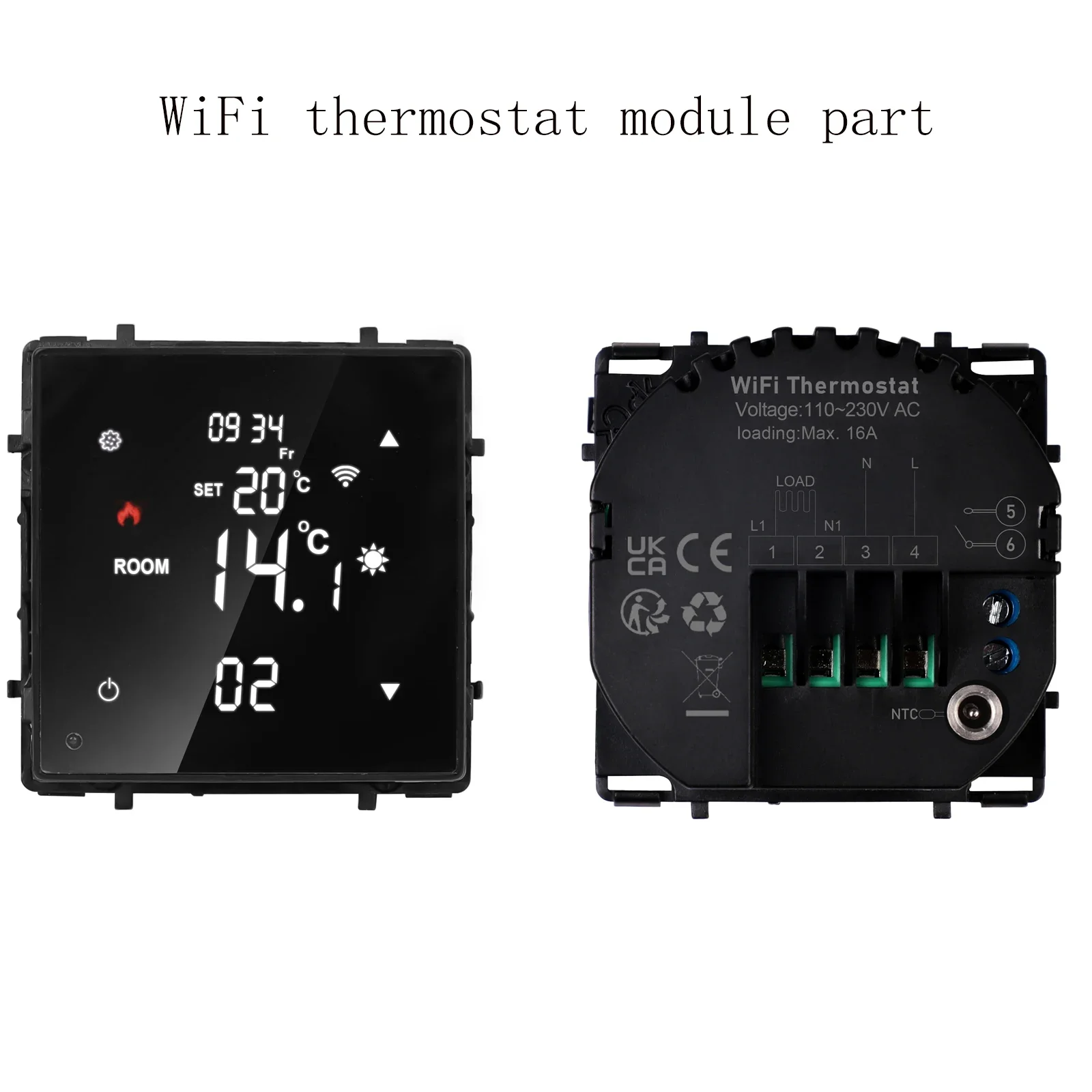 Bingoelec piezas de función de termostato Tuya Wifi, toma de corriente de pared estándar de la ue, marco de vidrio negro, pieza de módulo DIY,