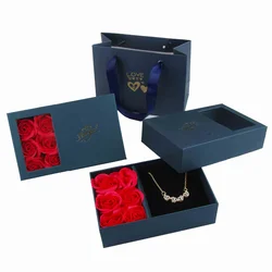 Necklace Earrings Jewelry Suit Four Leaf Clover Jewlery For Party Wedding Eternal Life Flower Gift Box
