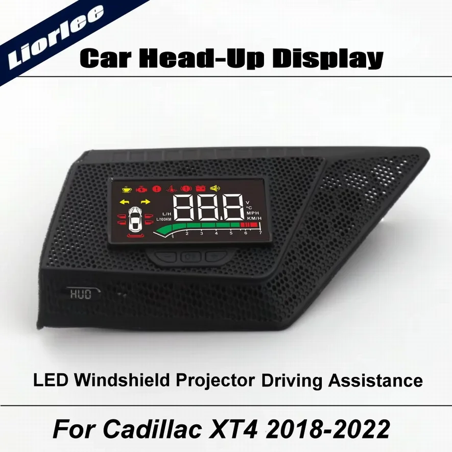 Car LED Projector For Cadillac XT4 2018-2022 Auto HUD Head-Up Display Windshield Accessories Safe Driving Assistance