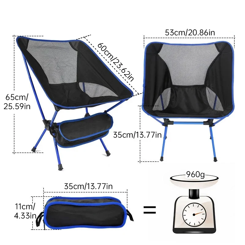 Portable Outdoor Folding Chair, Ultra-light Camping Beach Leisure Lounge Chair, Outdoor Fishing , Hiking Beach Tools