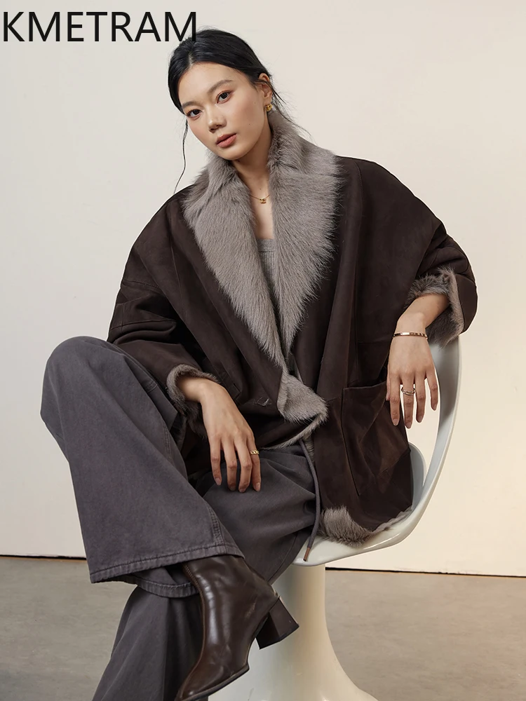 Natural Tuscany Wool Sheepskin Double Faced Fur Jacket Woman Luxury Real Fur Coat Winter Leather Jackets Women Clothing 2025