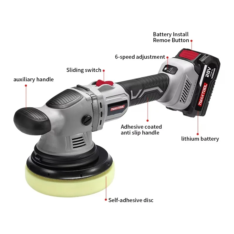High Performance 4.0Ah Lithium Battery Polishers Wax Remove Scratches 20V 6Inch Cordless Car Buffer Polisher Machine