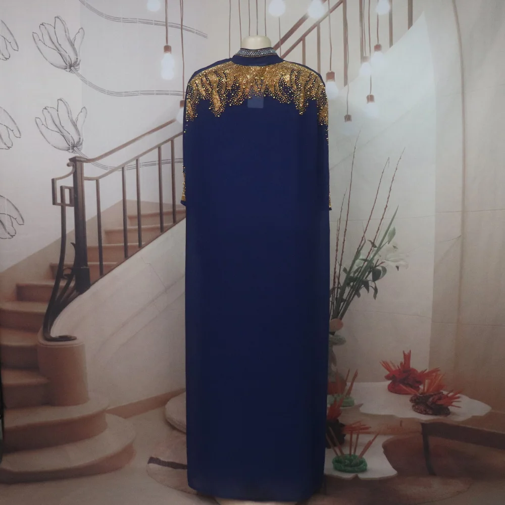 Neu eingetroffen: Afrikanisches zweiteiliges Kleid für Damen, elegantes Luxuskleid mit Strass für die Kirche – Detail 20