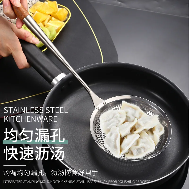 Long Wooden Handle Pasta Colander Noodle Drainer Spoons Cooking Skimmer French Fries Strainer Food Filter New Kitchen Utensils