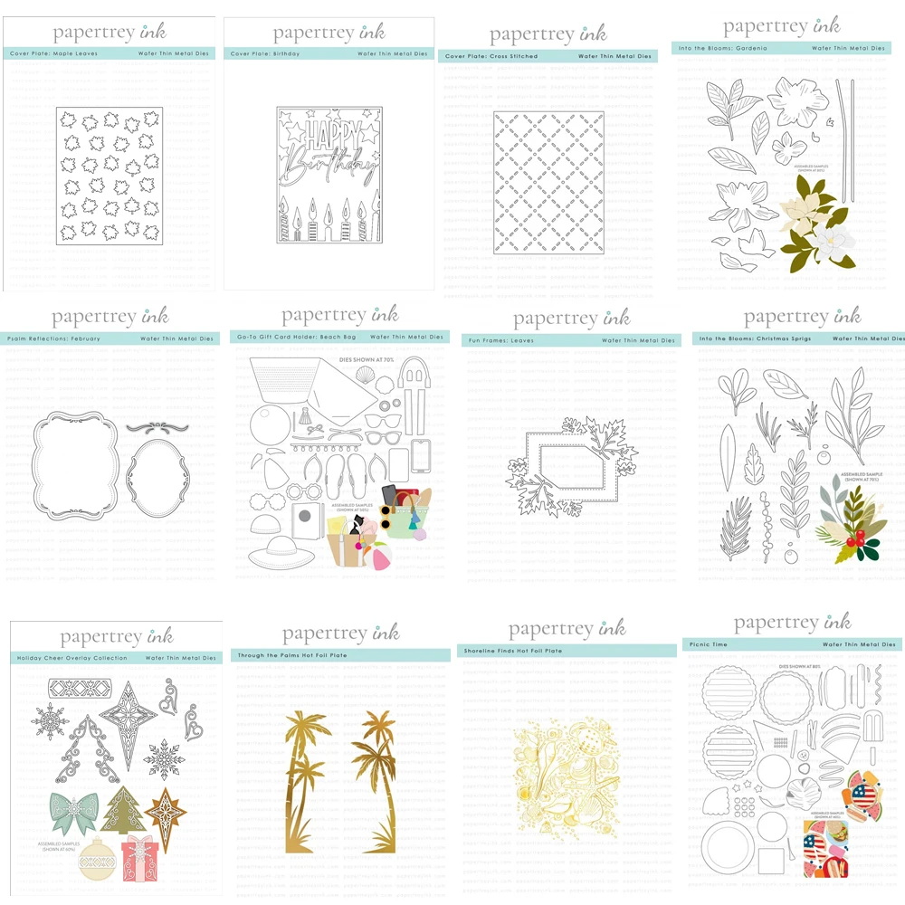Troqueles de corte de fondo de cumpleaños y Navidad, flores, árboles de coco de verano, lámina caliente para álbum de recortes, suministros para manualidades de tarjetas