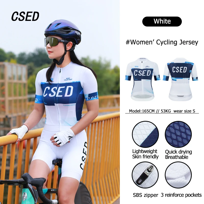 

CSED женский велосипедный трикотаж с короткими рукавами, дышащий быстросохнущий топ для езды на велосипеде, спортивная одежда, толстовка для езды на велосипеде