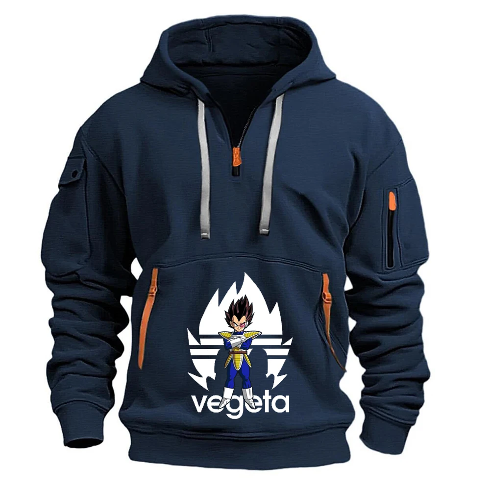 Saiyan Vegeta 2026 Men's Patchwork Pocket Hooded Coat Spring And Autumn Dragon Ball Logo Print Daily Commute Simple Hoodies view 3