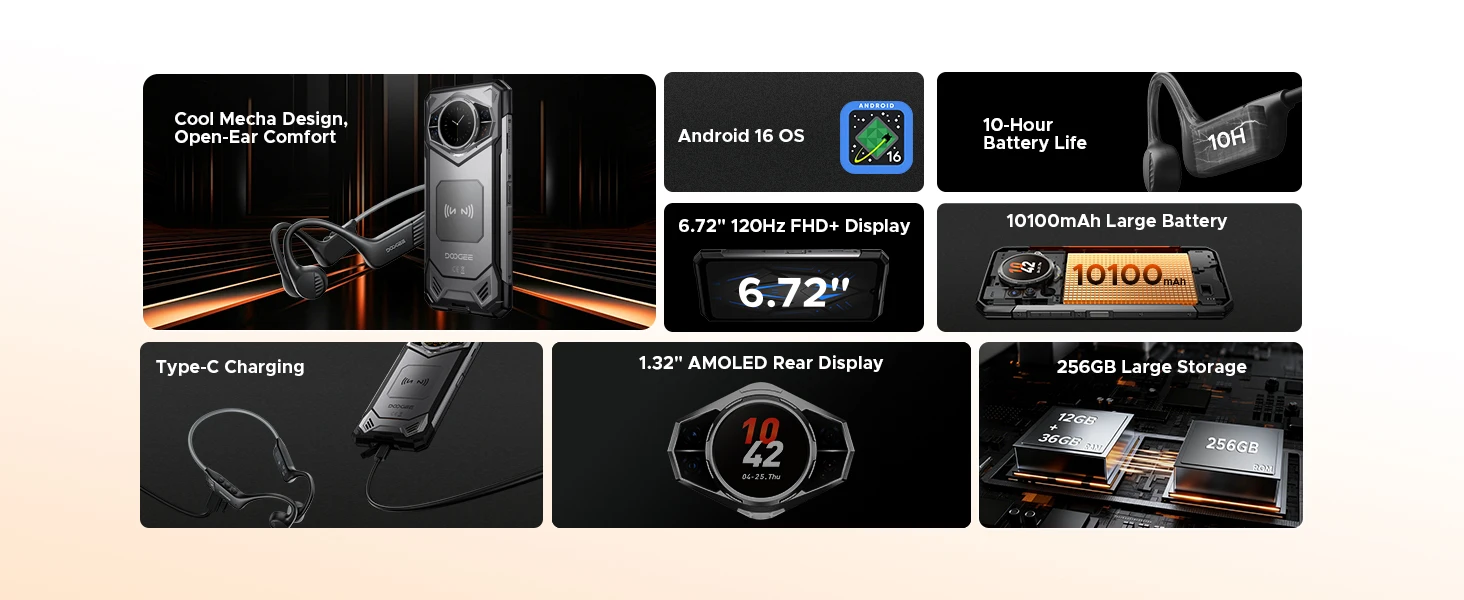 Global Version DOOGEE S200 VIP 5G Rugged Phone 6.72" 120Hz Display 12GB 256GB 100MP AI Main Camera 10100mAh Battery Smartphone