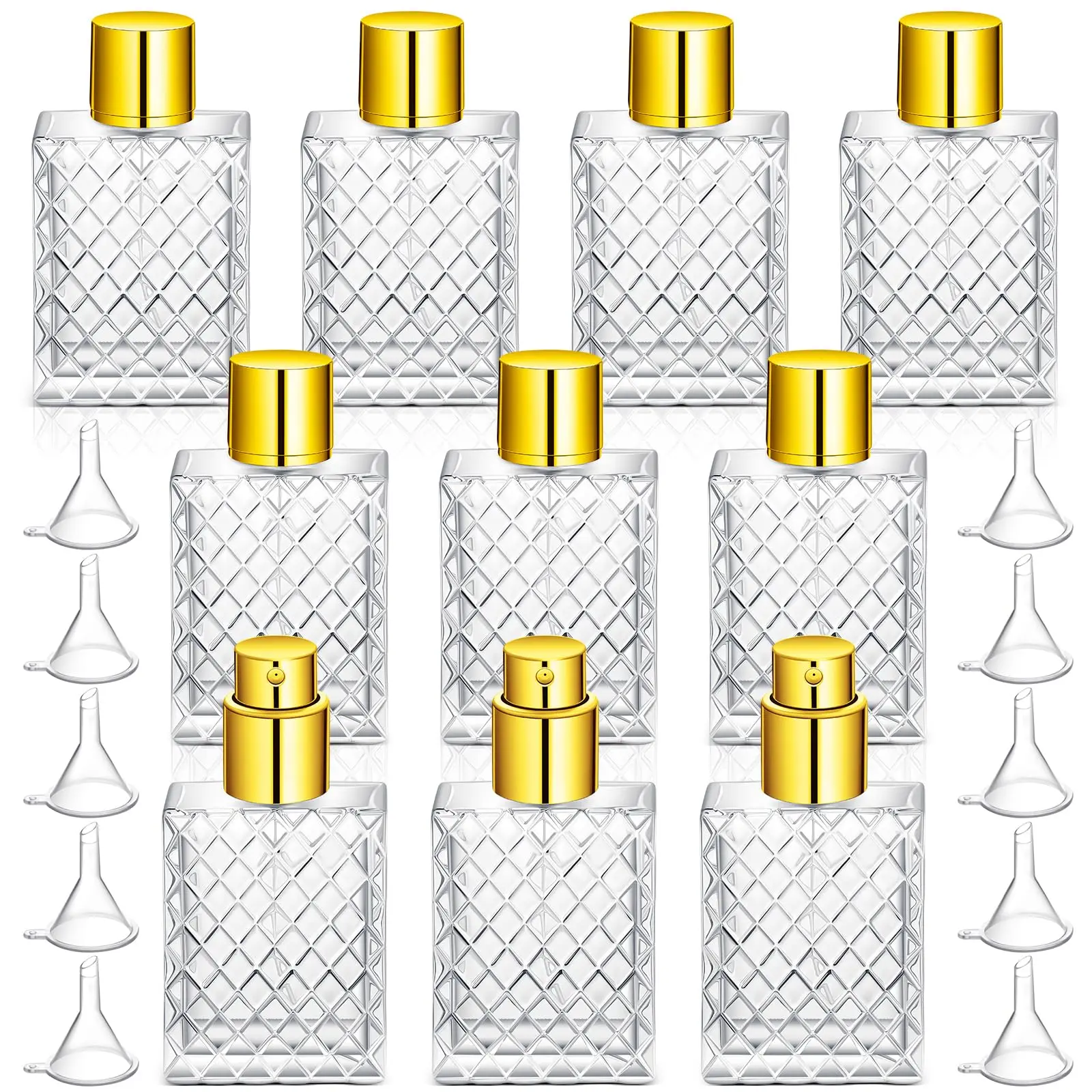

10Pcs 100ml Golden Glass Essential Oil Container Perfume Spray with 10 Funnel Empty Fine Mist Atomizer Spray Bottle for Makeup