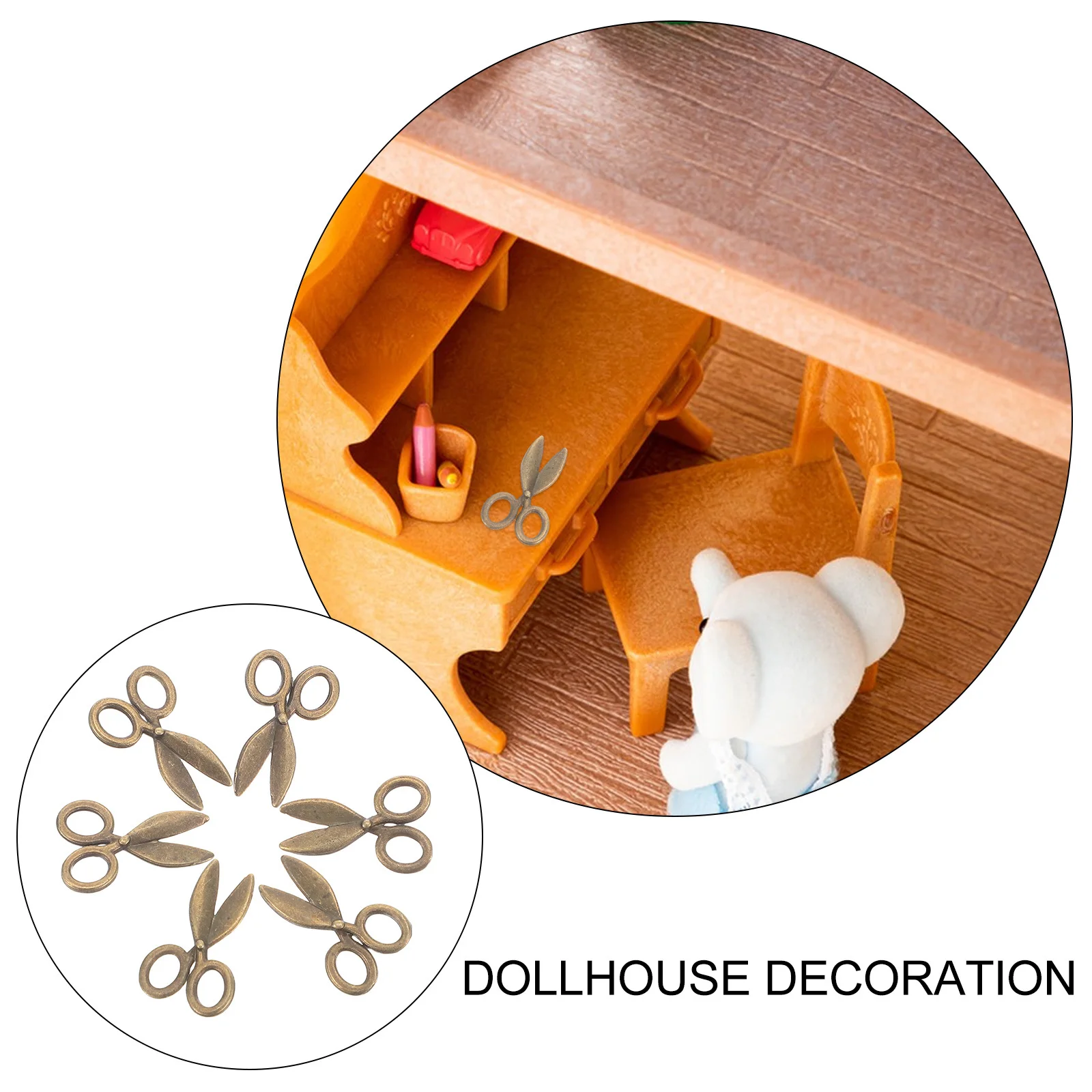 50Pcs Miniature Metal Tiny Realistic Dollhouse Scissors Vintage Sewing Tools for Micro Landscape Crafting Decorations