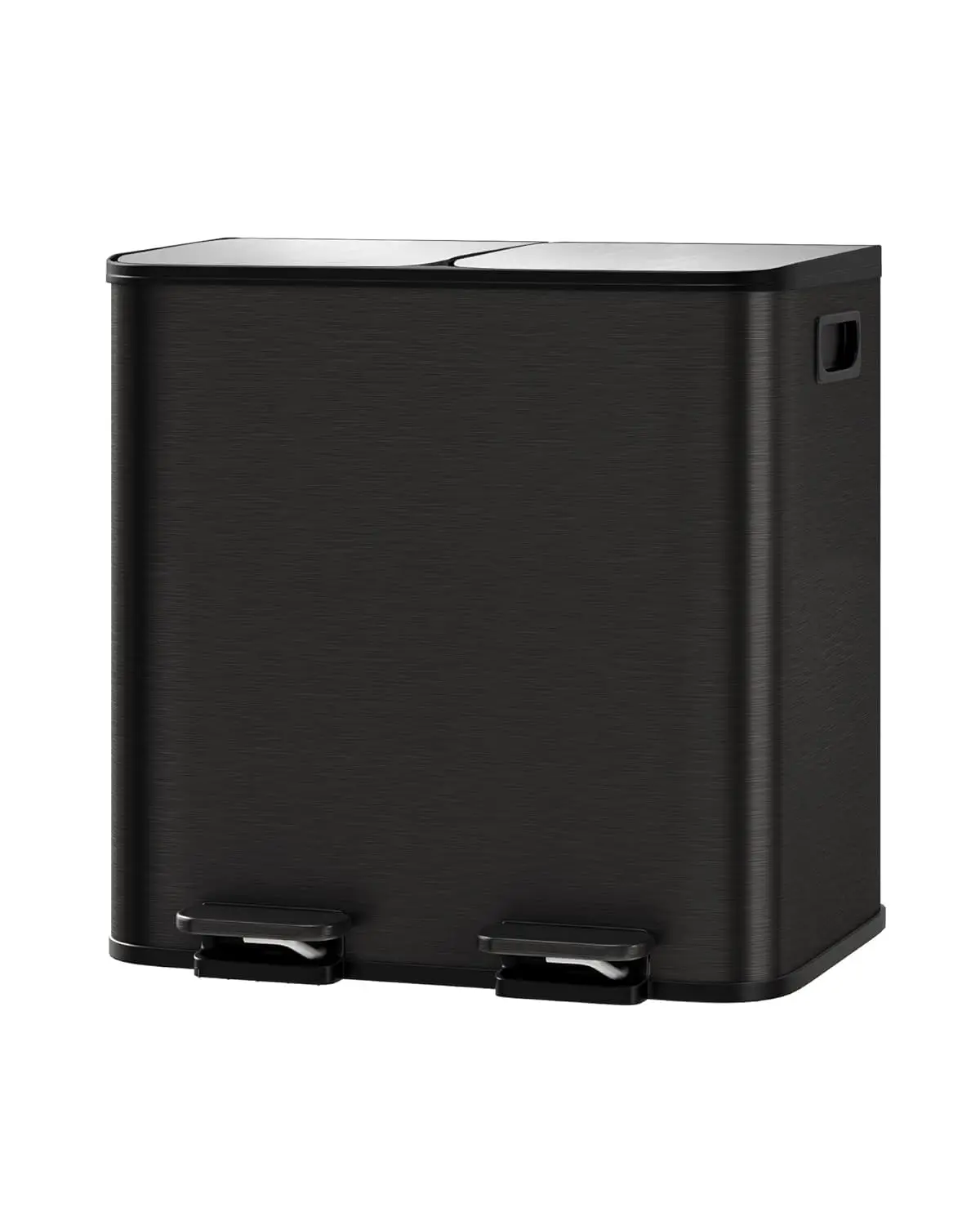 

2 x 4 Gal Dual Compartment Recycling Kitchen Step Trash Can, Stainless Steel, Soft-Close Lid, Black