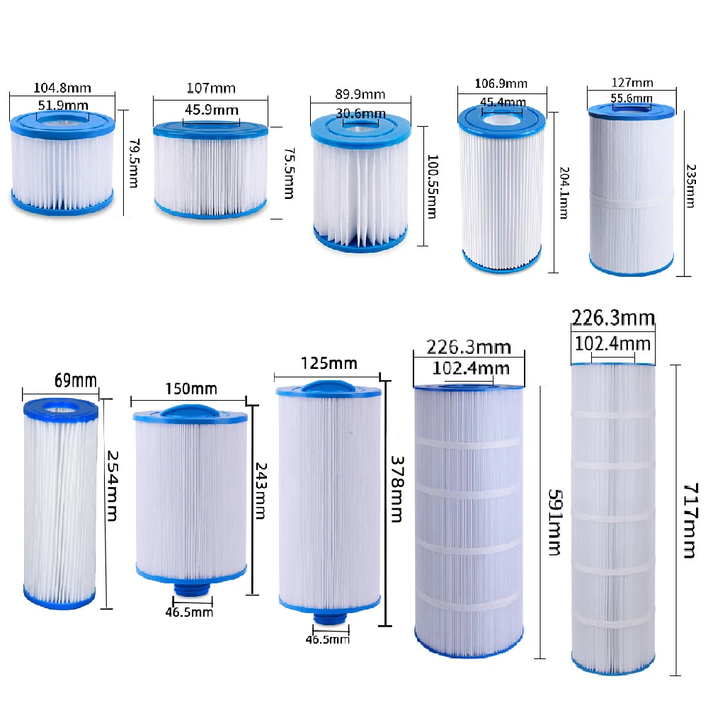 Pool water filters for stable material swimming pool cartridge filter system