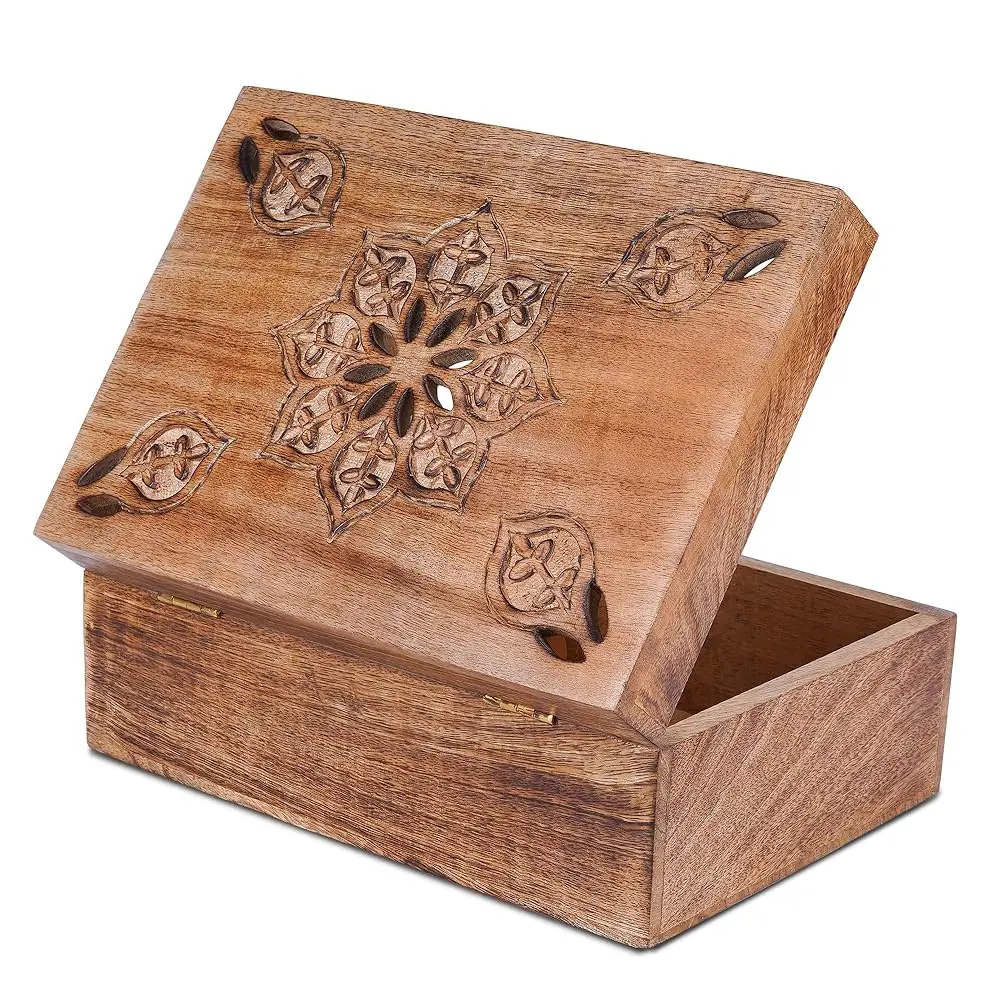 

Free ShippingWooden Keepsake Box | Burnt Mango Wood Memory | Photo Storage Box with Hinged Lid | Decorative Storage Box | Medium