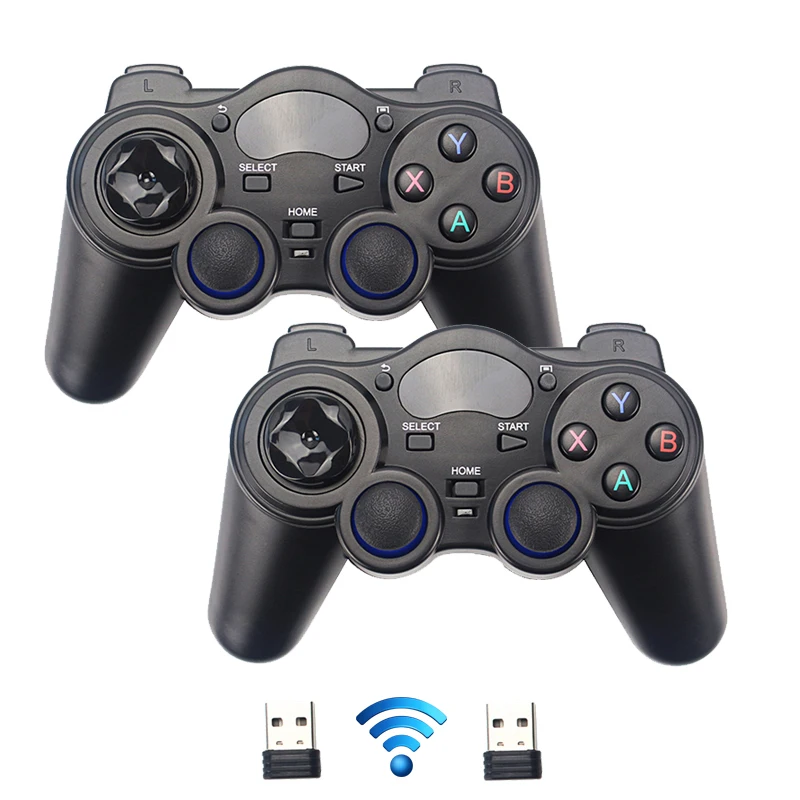 จอยสติ๊กเกมแพดไร้สาย2.4G พร้อมตัวแปลง OTG ตัวควบคุมเกมสำหรับพีซีแล็ปท็อป PS3แอนดรอยด์ทีวีกริปราสเบอร์รี่ Pi 4 Retropie