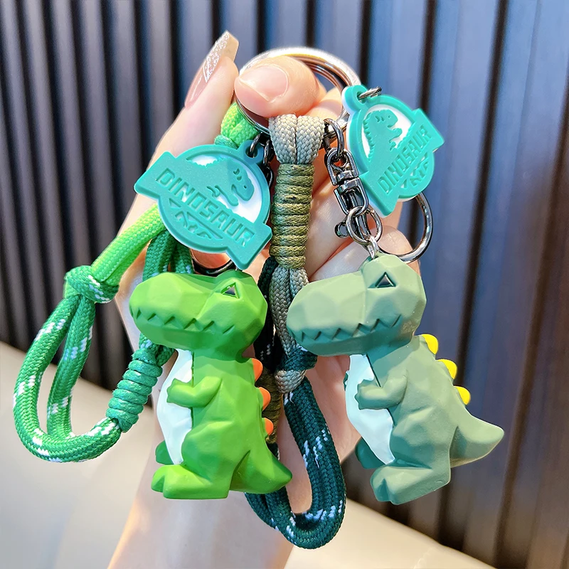 Cute e Trendy Cut Dinosaur Keychain para crianças, Charme Criativo, Casal Schoolbag Pingente, chaveiro do carro dos desenhos animados, brinquedo pequeno presente