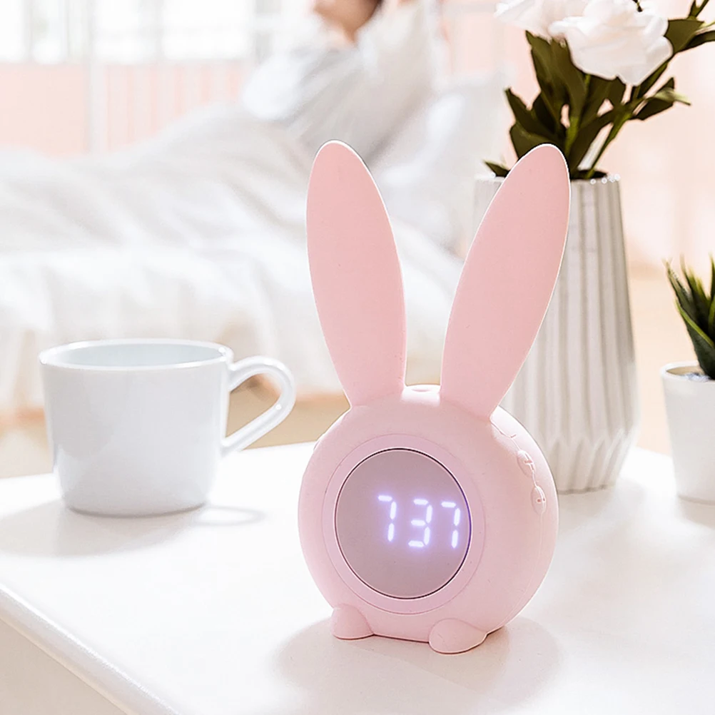

Cute Ear Alarm Clock Glowing LED Night Light Desktop Small USB Silent Retro Style No Ticking Hanging Countdown Timer