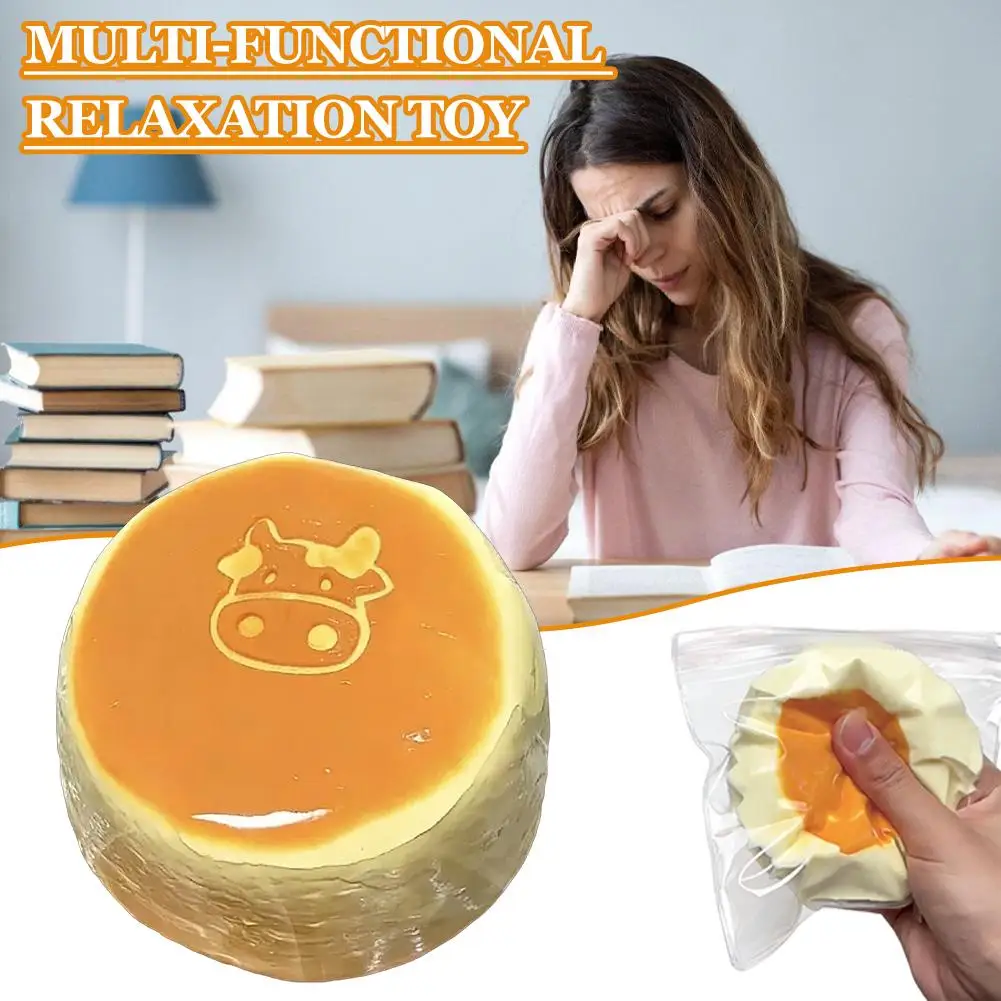 Silicone Squeezable Toy Cute Dessert Squishy For Stress Relief Soft Yellow Sensory Fidget Toy Adults Kids Gift Home Decor