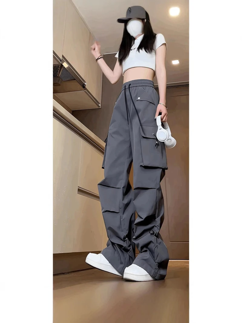 Cargobroek Dames Marine Vier seizoenen Canvas Polyester Gesplitst Klimmen Functioneel Bergbeklimmen Sneldrogend Ademend Oversize