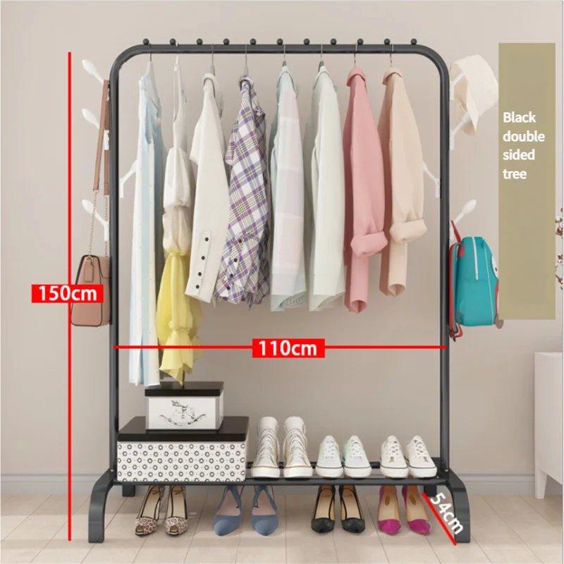 Coat Stand Metal Clothing Bedroom Double Pole Clothes Drying Racks standing Garment Rack Clothes Racks for Hanging Clothespromot