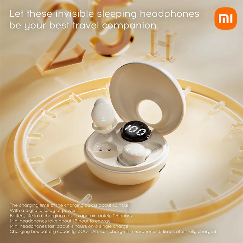 XIAOMI Auricolari wireless Nuovo piccolo auricolare Bluetooth per dormire Invisibile nell\'orecchio ANC + ENC Cuffie con cancellazione del rumore con