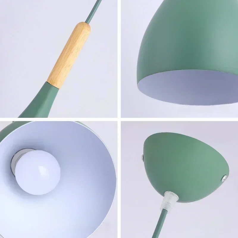 

Modern Multicolour Lustre Pendant Light E27 LED Hanging Fixture for Restaurant Wood Loft Hanglamp in Sizes 16/17/24cm