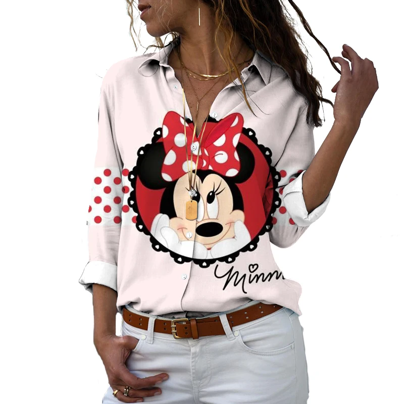 New Spring Autumn Disney Brand Mickey and Minnie Anime 3D Printing Harajuku Style Cute Casual Tops Beach Kawaii Clothes 2022