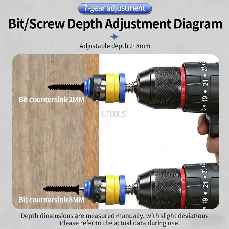 Universal 7-Gear Adjustable Strong Magnetic Screwdriver Bit Limiting Clutch High Hardness High Torque Anti-Slip Wear Resistant