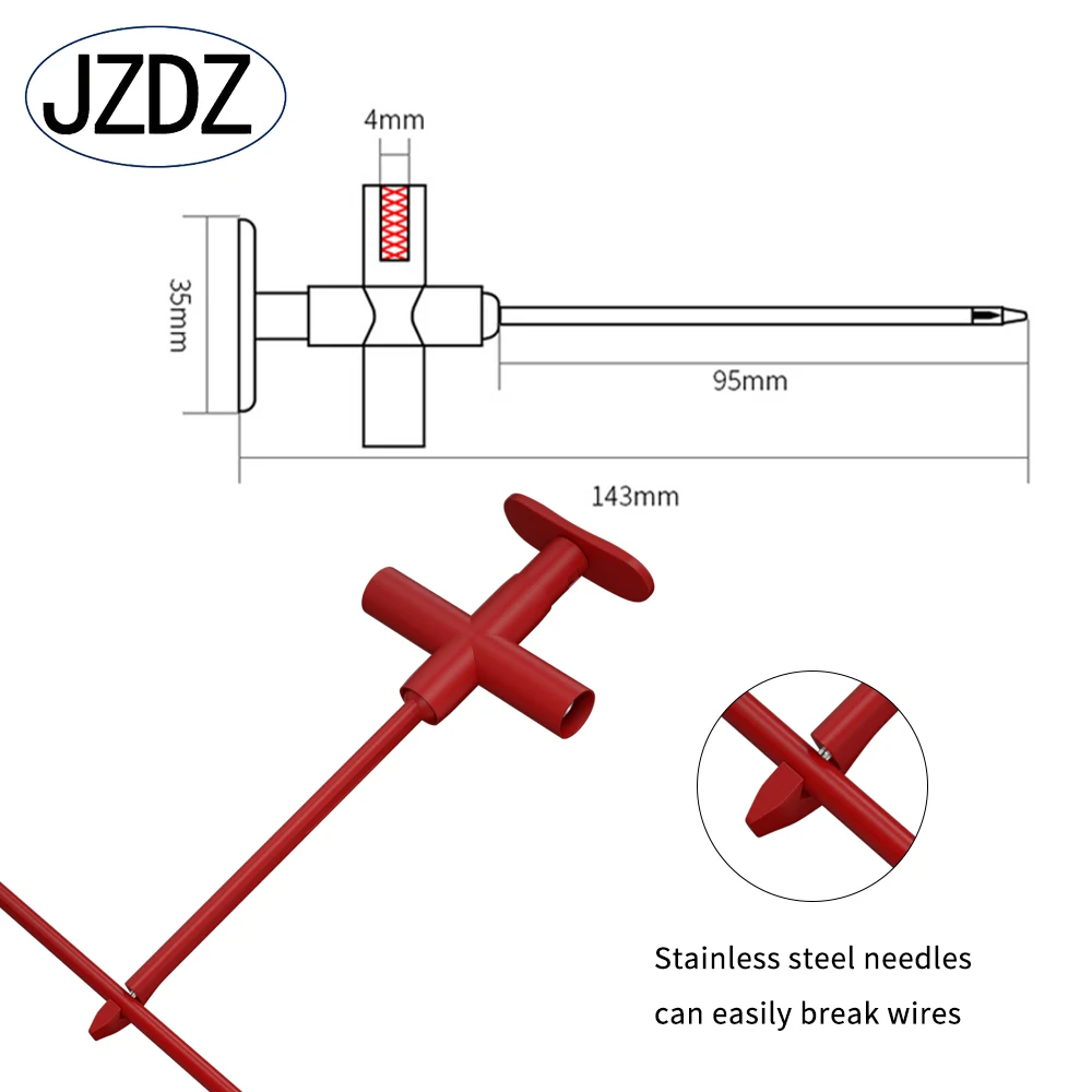 Imagem -02 - Jzdz-electrical Multímetro Test Leads Conjunto com Jacaré Clips Sonda de Perfuração Wire-piercing Gancho Clip Jt0089 Pcs