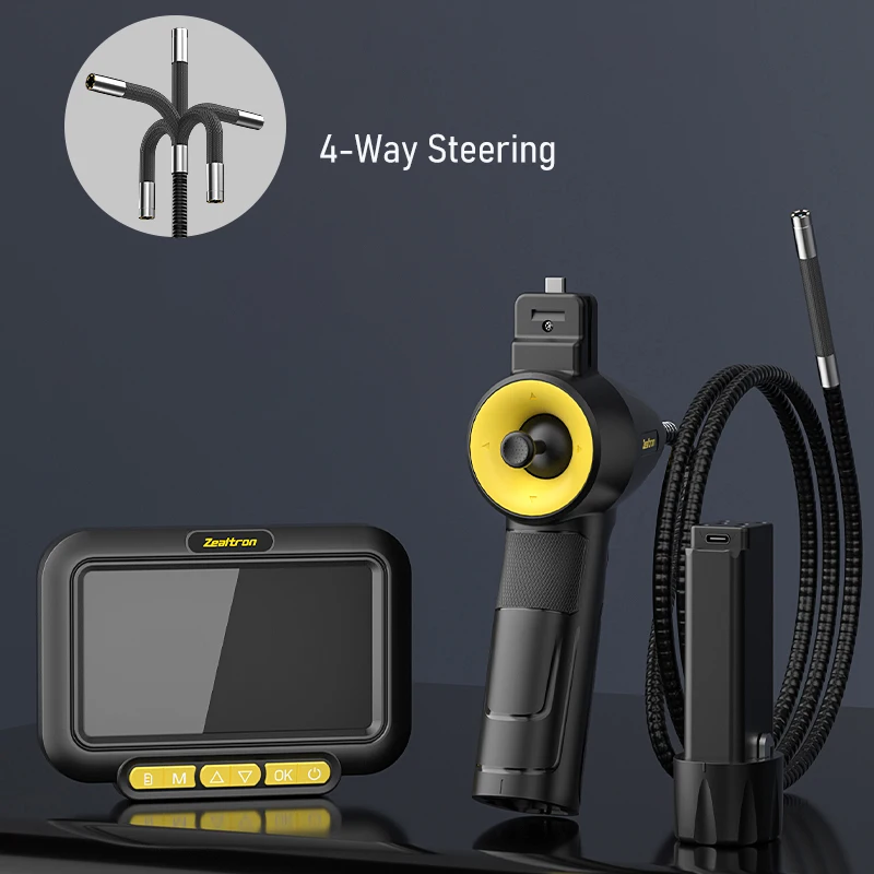 5 ''IPS شاشة 4-way توضيح المنظار 6.2 مللي متر 1080P HD كاميرا توجيه Borescope تصميم قابل للفصل لأنابيب التفتيش #1