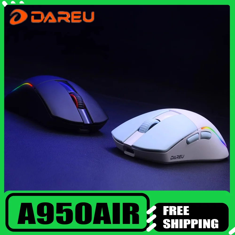 

Беспроводная мышь DAREU A950AIR, 3 режима, высокопроизводительная киберспортивная игра, длительный срок службы батареи, легкий, новый эргономичный дизайн, аксессуар для ПК