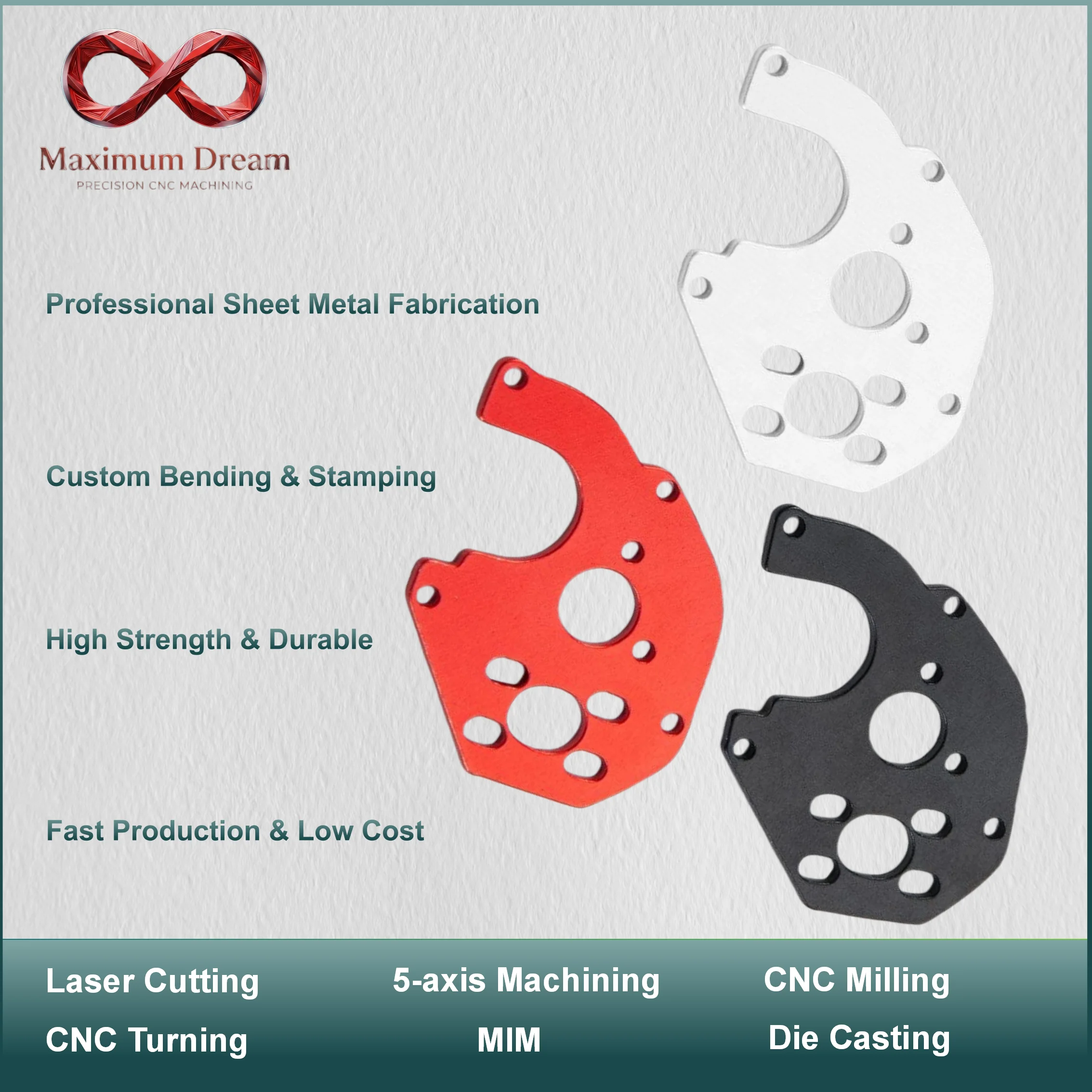 Laser Cutting Sheet Metal Bending Aluminum Parts Sandblasted Colored Anodized Robotic Drone Chassis Bracket MOQ 1pc