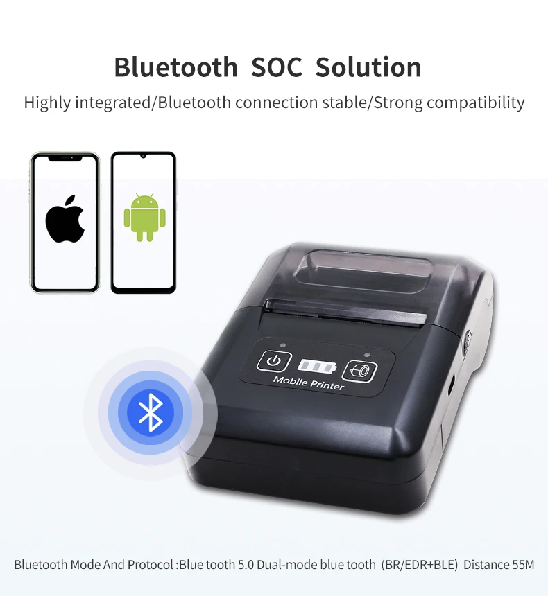 H20 58 mm für Bluetooth Wireless POS Thermo-Belegticketdrucker auf Lager