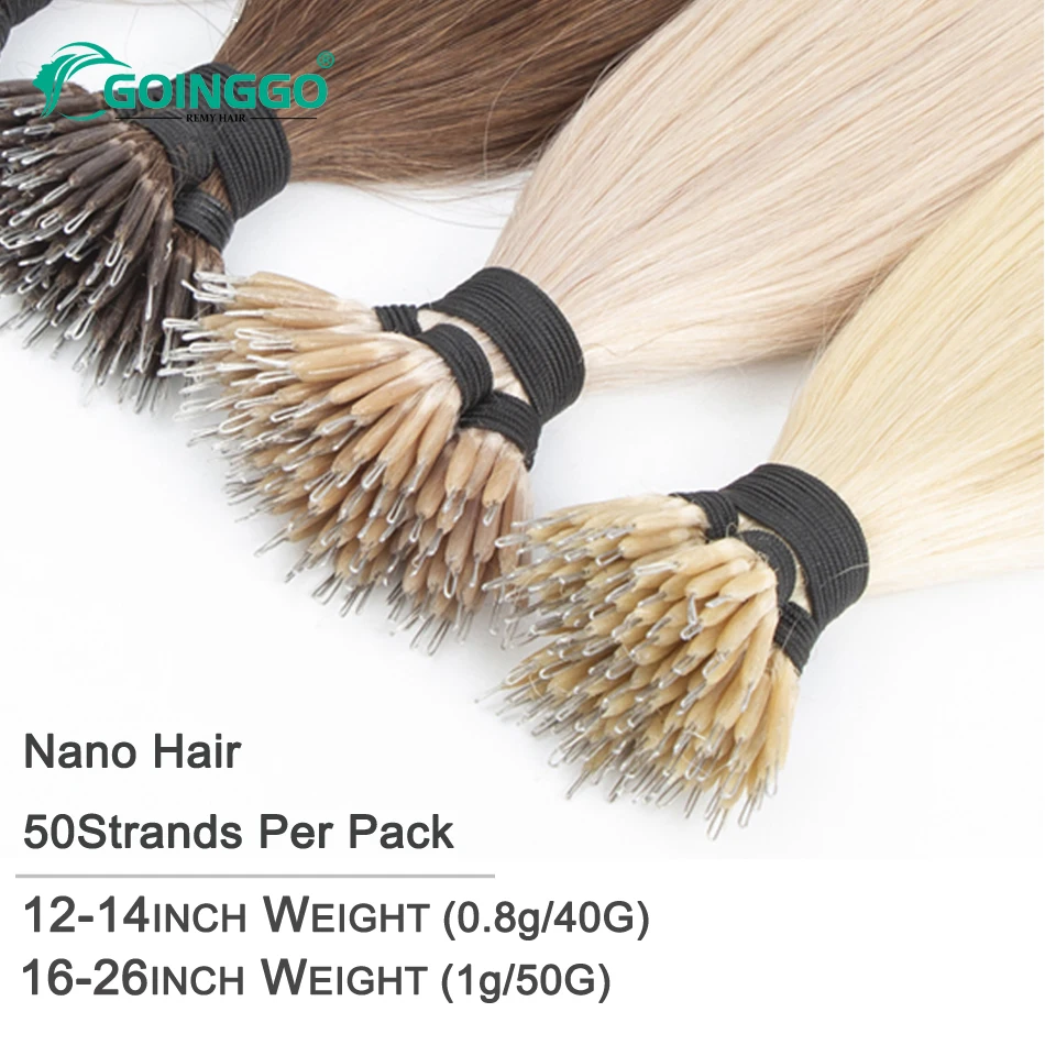 Nano Tip Hair Extensions Real Human Hair White Blonde Body Wave Nano Ring Hair Extension Pre Bonded Keratin Human Hair 50Pcs/50g