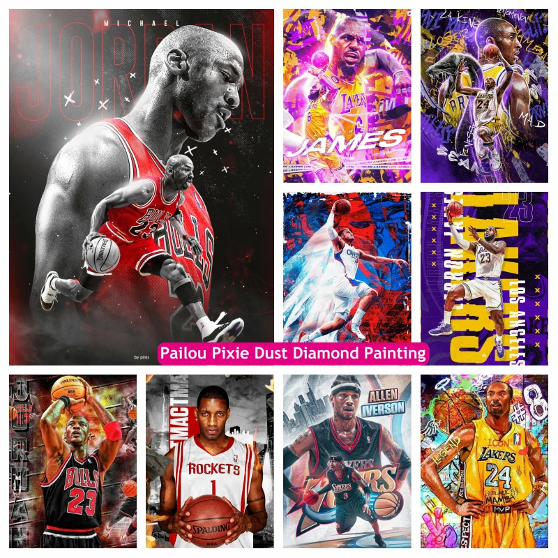 

Street Graffiti Basketball Celebrities Diy AB Diamond Painting Basketball Player Superstar Portrait Cross Stitch Decor