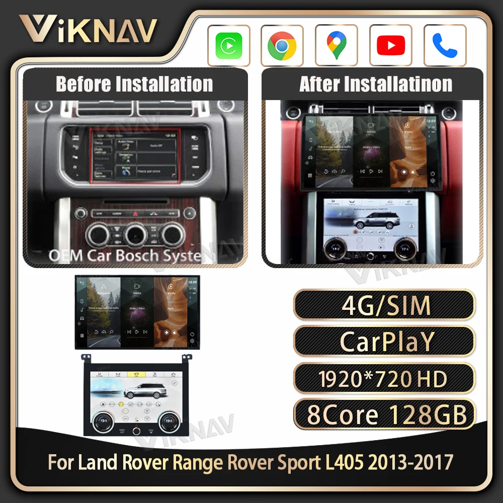 Viknav 13.3Inch Car Radio AC Panel For Land Range Rover Vogue L405 2013-2017 Wireless Carplay Auto Stereo GPS Navigation player