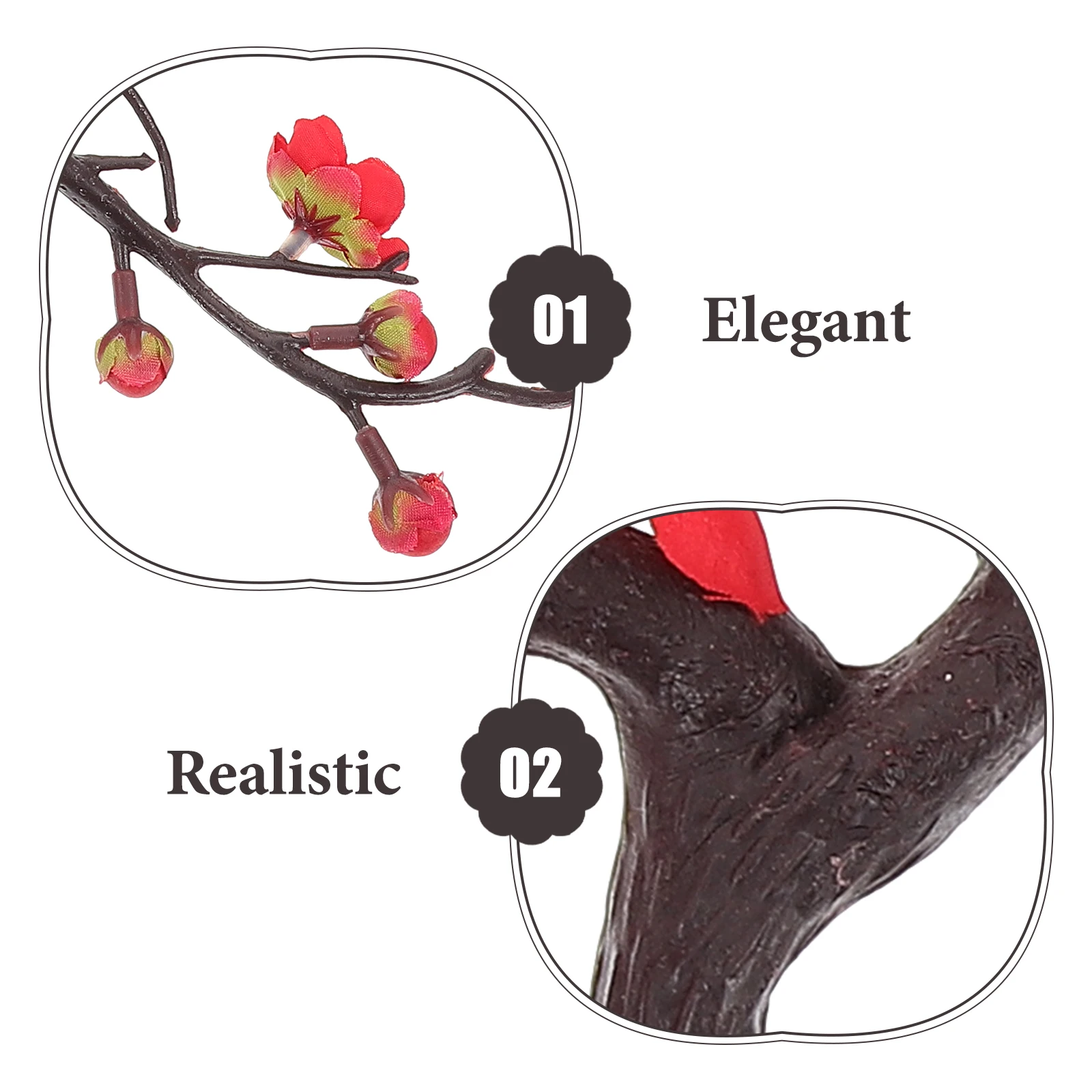 

2 Pcs Artificial Bouquet Flowers for Vase Plum Bossom Decorative Plastic Arrangement