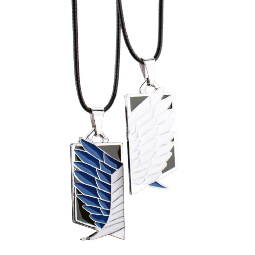 Attack on Titan Survey Corps Wings of Liberty Enamel Pendant Necklace Men Women Jiyuu no Tsubasa Eren Levi Anime Cosplay Jewelry