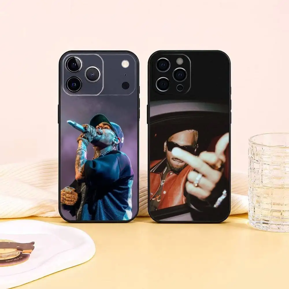 Singer C-Chris Brown Gift Phone Case For iPhone 17,16,15,14,13,12,11 Plus,Pro Max,XS,Soft Silicone Black Cover