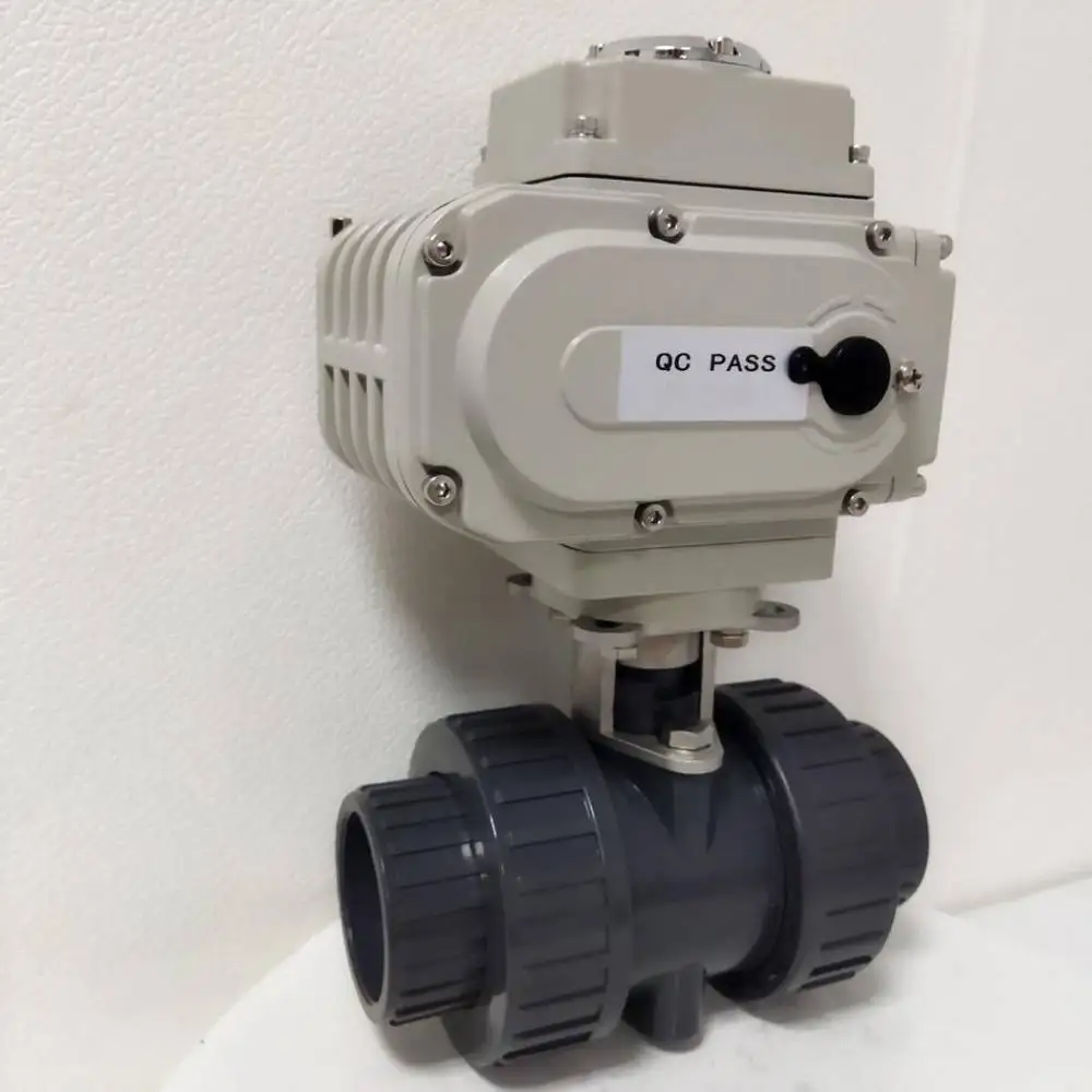 DN15 ~ DN100 صمام كروي بلاستيكي كهربائي عالي الحرارة بمحركات CPVC/PVDF صمام كروي الاتحاد الحقيقي لمعالجة المواد الكيميائية والمياه #3