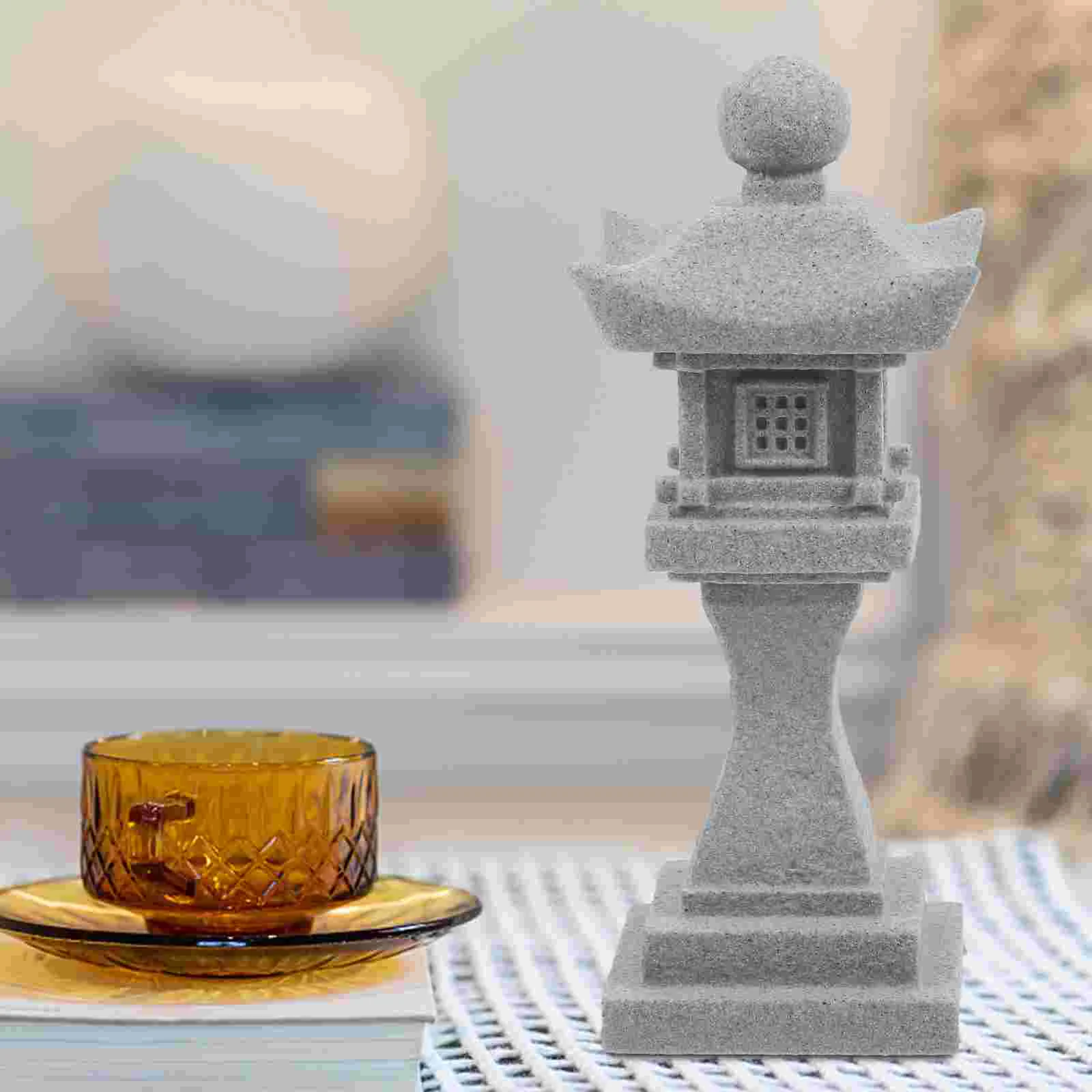 Pagoda Lantern Imitation Stone Micro Landscape Pavilion Ornament Decorate Garden Pagodas Figurine Statue Tabletop Decoration