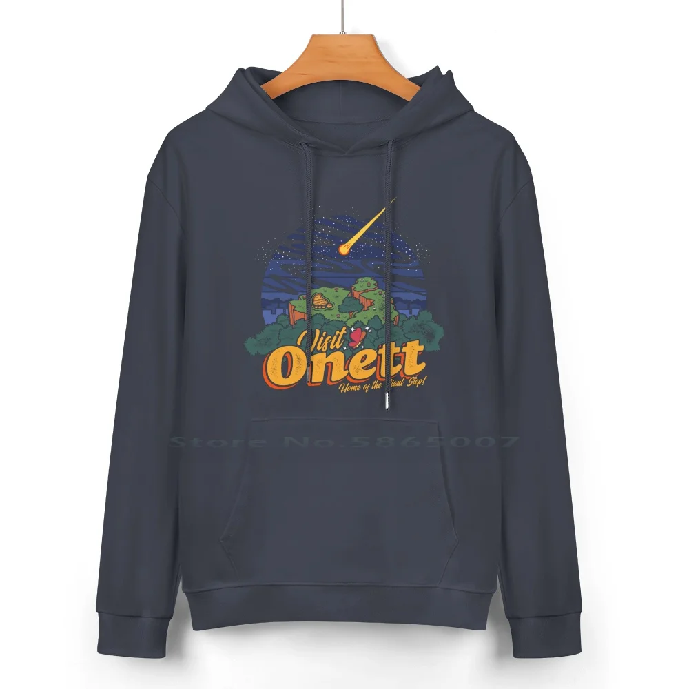 Visit Onett Pure Cotton Hoodie Sweater 24 Colors Earthbound Snes Mother 2 Onett Town Meteor Giant Step Vintage Retro Video Game