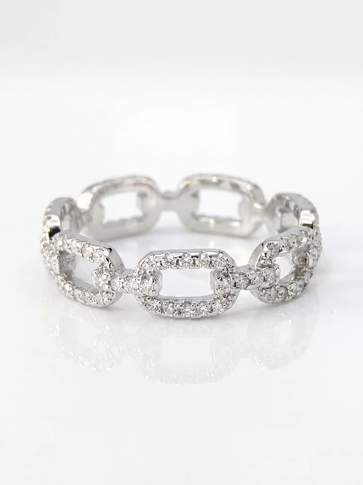 Brillante Echte Volle Runde Moissanit-Diamant-Eheringe für Damen, Tägliches Tragen, Party, Jubiläum, Modeschmuck – Detail 5